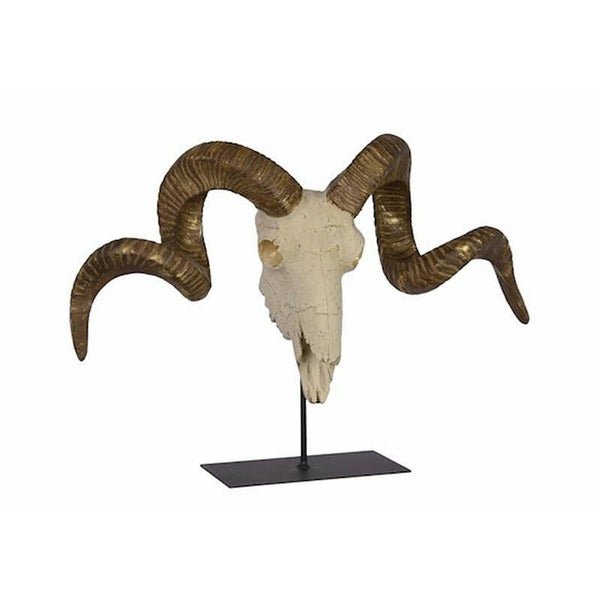 Beeld op standaard - schedel van een ram - resin - 35,8cm hoog