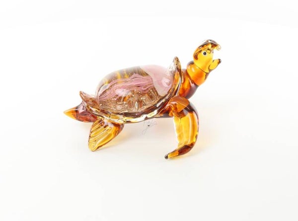 Glazen beeldje - schildpad - Murano stijl - glas - hoogte 9,6cm