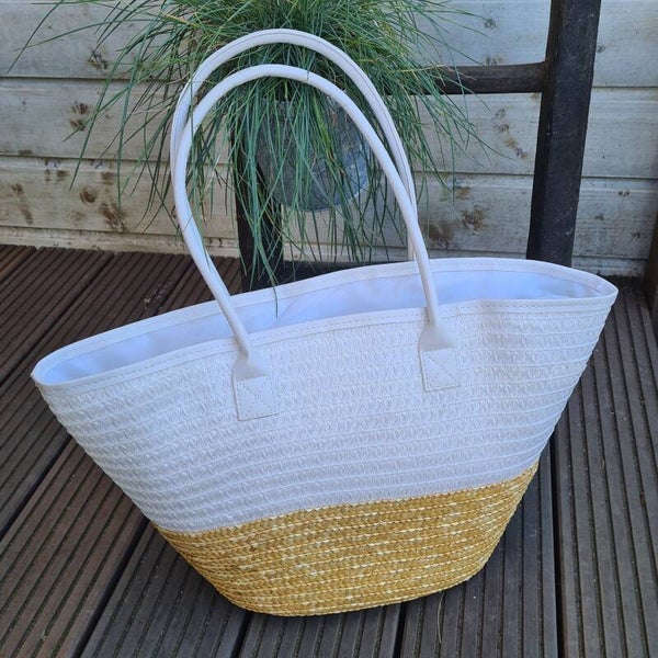 Strandtas - boodschappentas - zeegras - wit