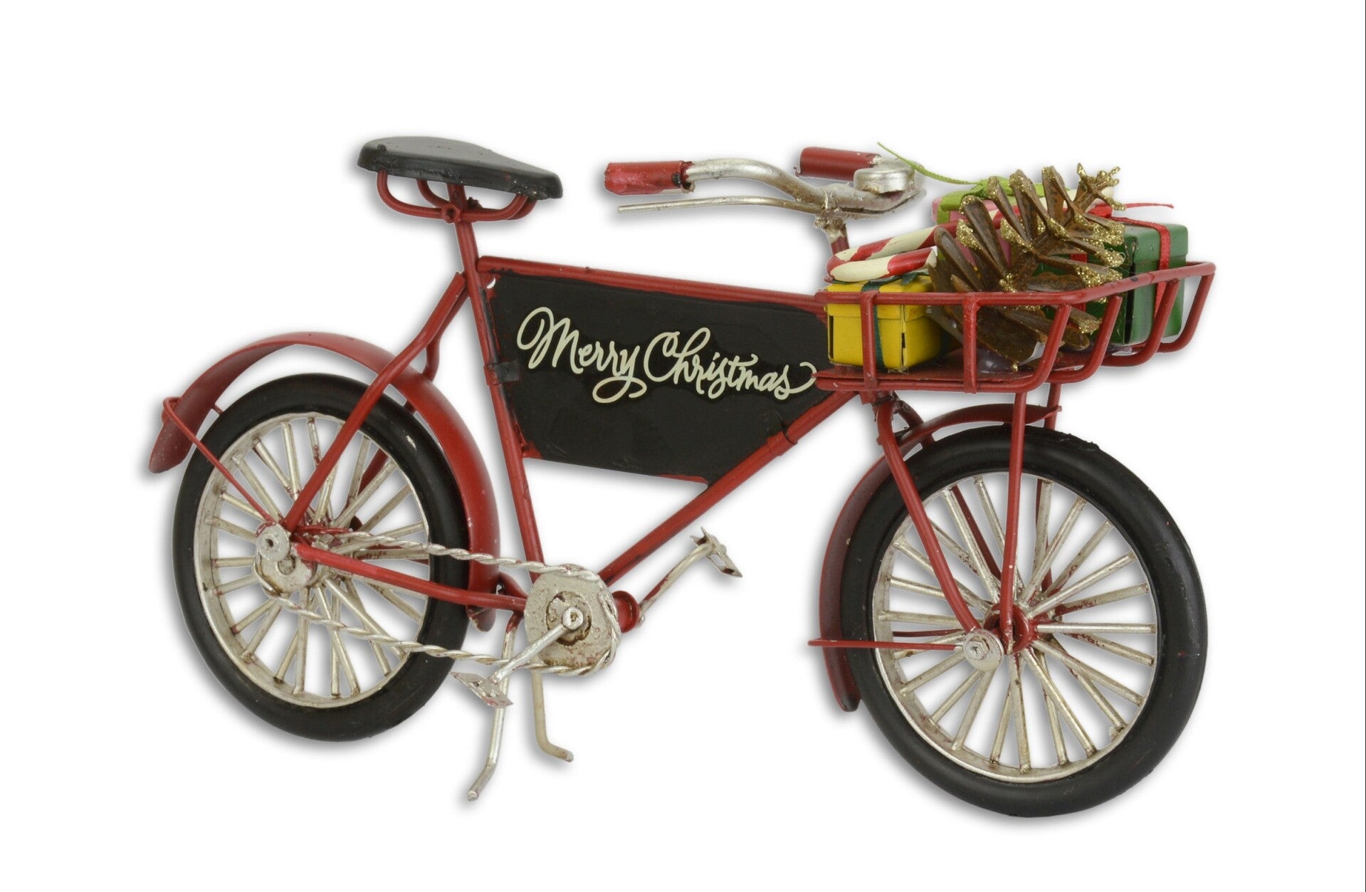 Fiets - kerstdecoratie - tin - 12,5cm hoog