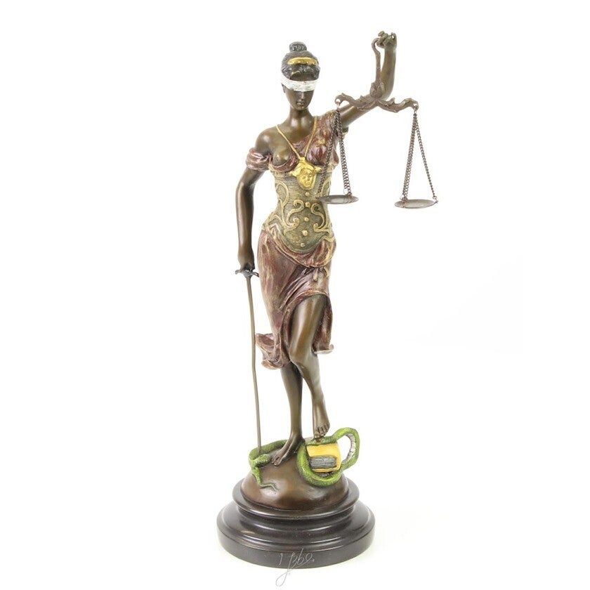 Beeld - brons - Vrouwe Justitia - 40,3cm hoog