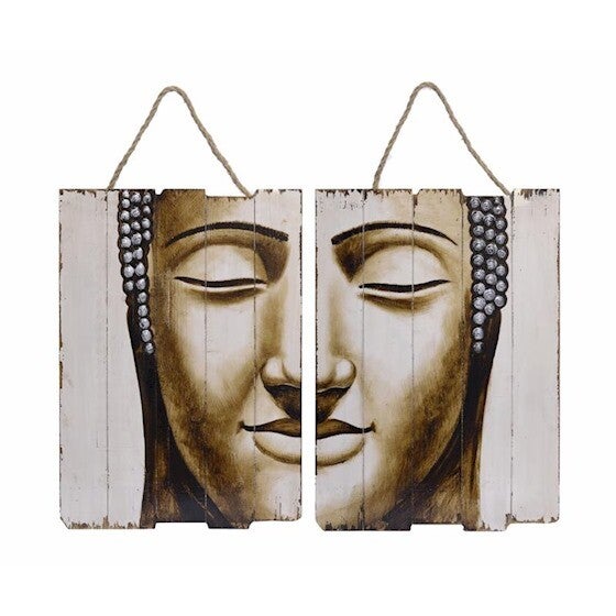 Wandborden - Buddha - vintage - wanddecoratie - set van 2 - 70cm hoog
