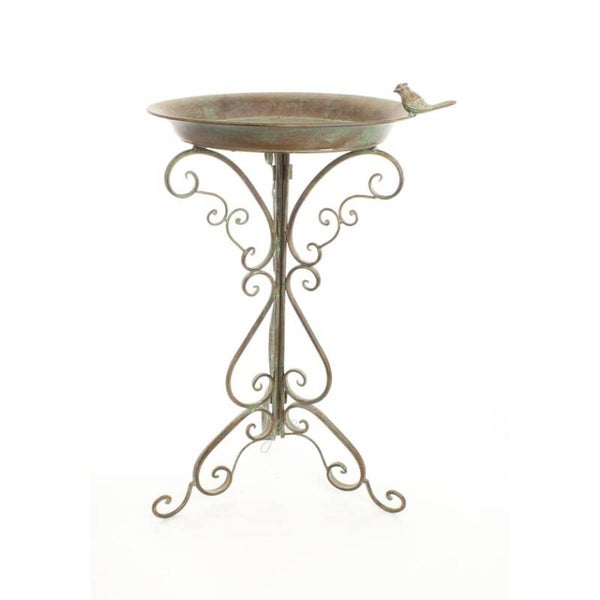 Vogelbadje op voet - vogeldrinkschaal - voederschaal - ijzer - 74,2cm hoog
