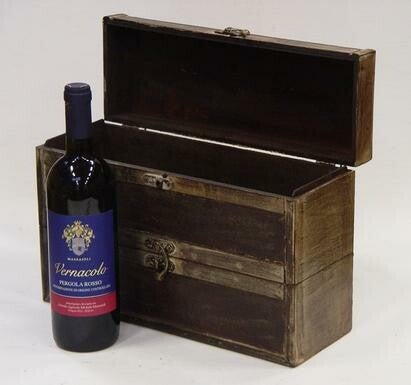 Wijnkistje - 2 vakken - hout - 22,5cm hoog