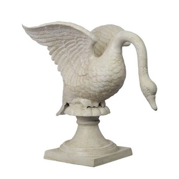Beeld - witte zwaan - gietijzer - 46,1cm hoog