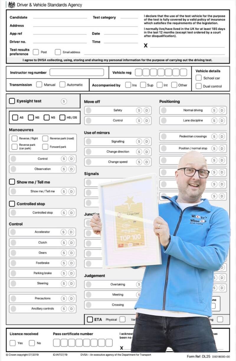 The UK driving test marking sheet explained by David at Wilko's Wheels Driver Training. Lessons in Milton Keynes, Newport Pagnell, Cranfield and Cranfield University
