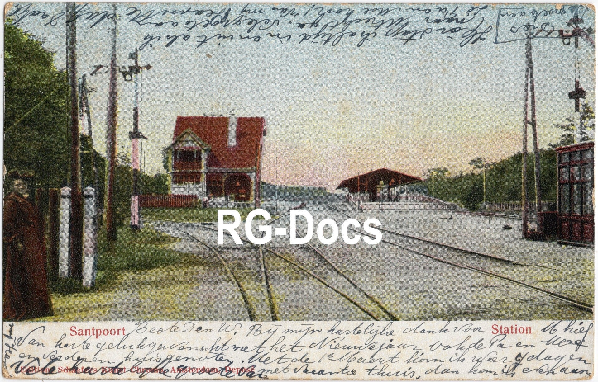 Ansichtkaart - Briefkaart Trein Station Santpoort (1911)