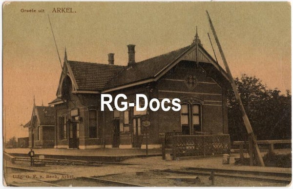 Ansichtkaart - Briefkaart Trein Station Arkel, Zuid-Holland (ca. 1910)