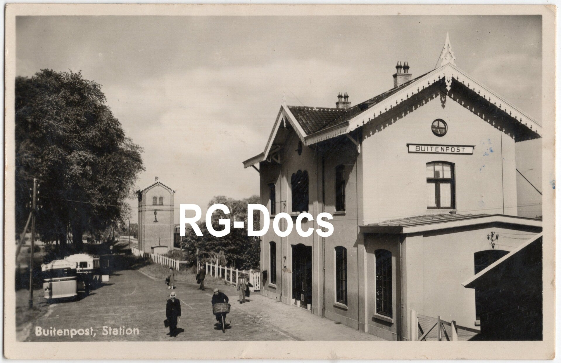 Ansichtkaart - Briefkaart Trein Station Buitenpost, Friesland (1949)