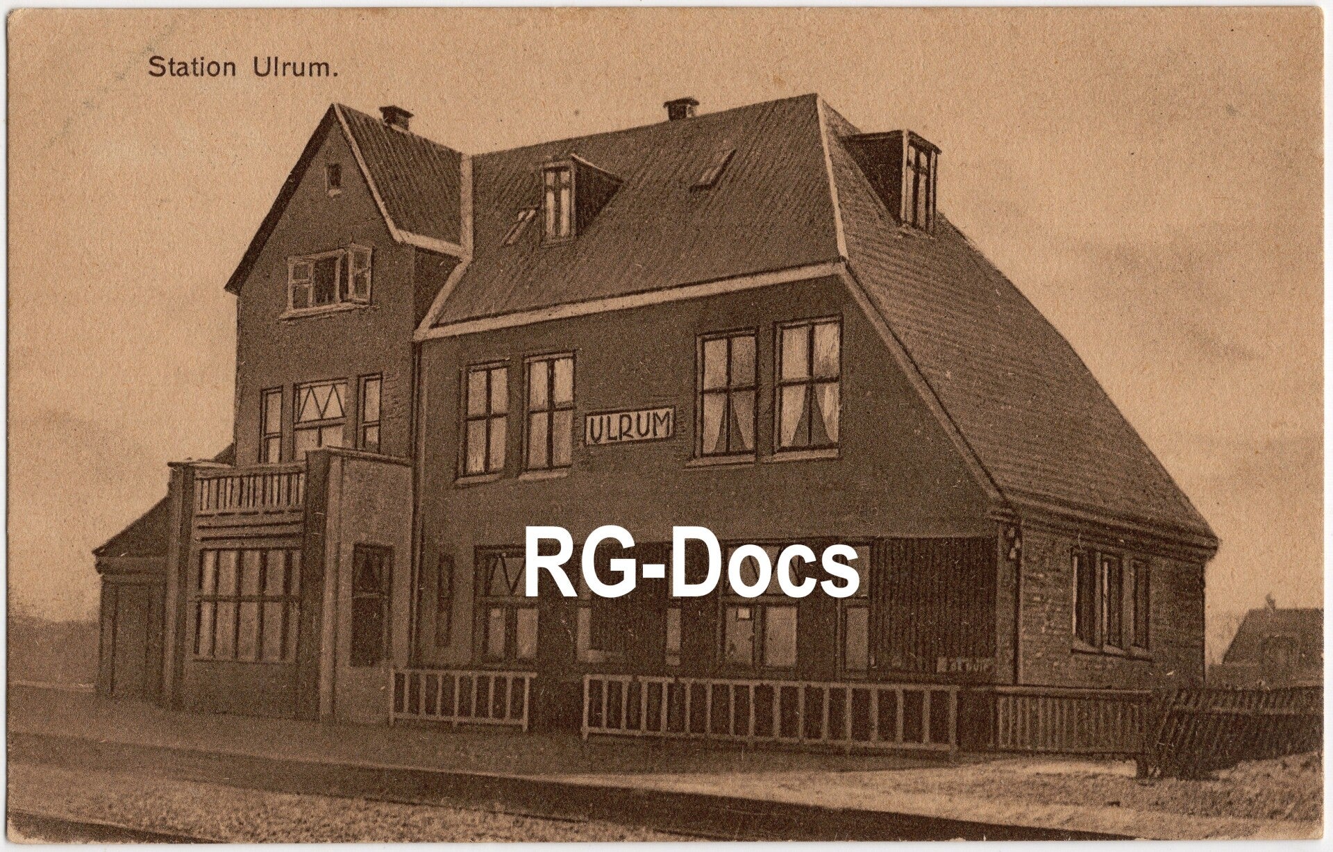 Ansichtkaart - Briefkaart Trein Station Ulrum, Groningen (1930)