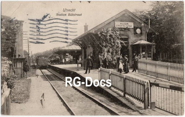 Ansichtkaart - Briefkaart Trein Station Biltstraat Utrecht, Stoomtrein, Utrecht (1918)