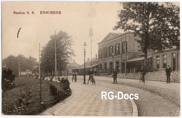 Ansichtkaart - Briefkaart Trein Station Enschede, Overijssel (1915)