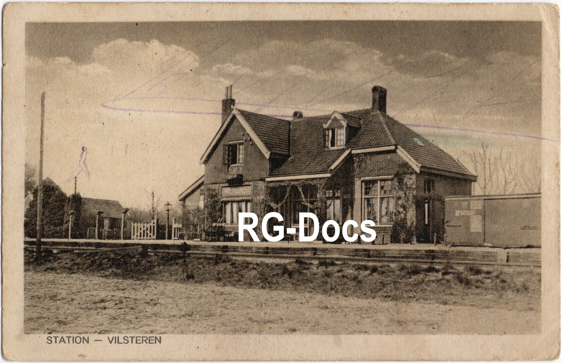 Ansichtkaart - Briefkaart Trein Station Vilsteren, Overijssel (ca. 1924)
