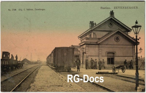 Ansichtkaart - Briefkaart Trein Station Zevenbergen - Station, Noord-Brabant (1905)