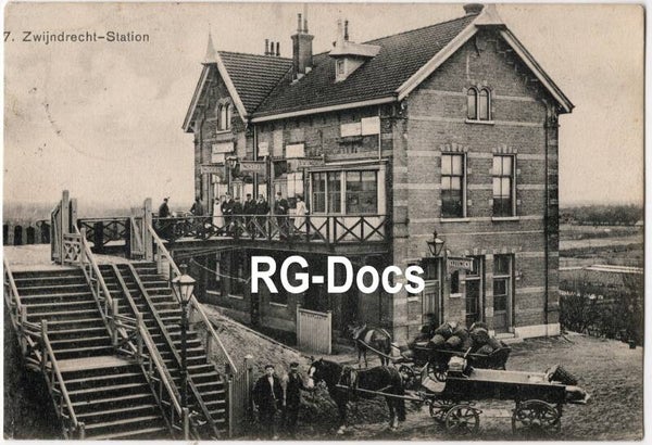 Ansichtkaart - Briefkaart Trein Station Zwijndrecht, Zuid-Holland (1911)