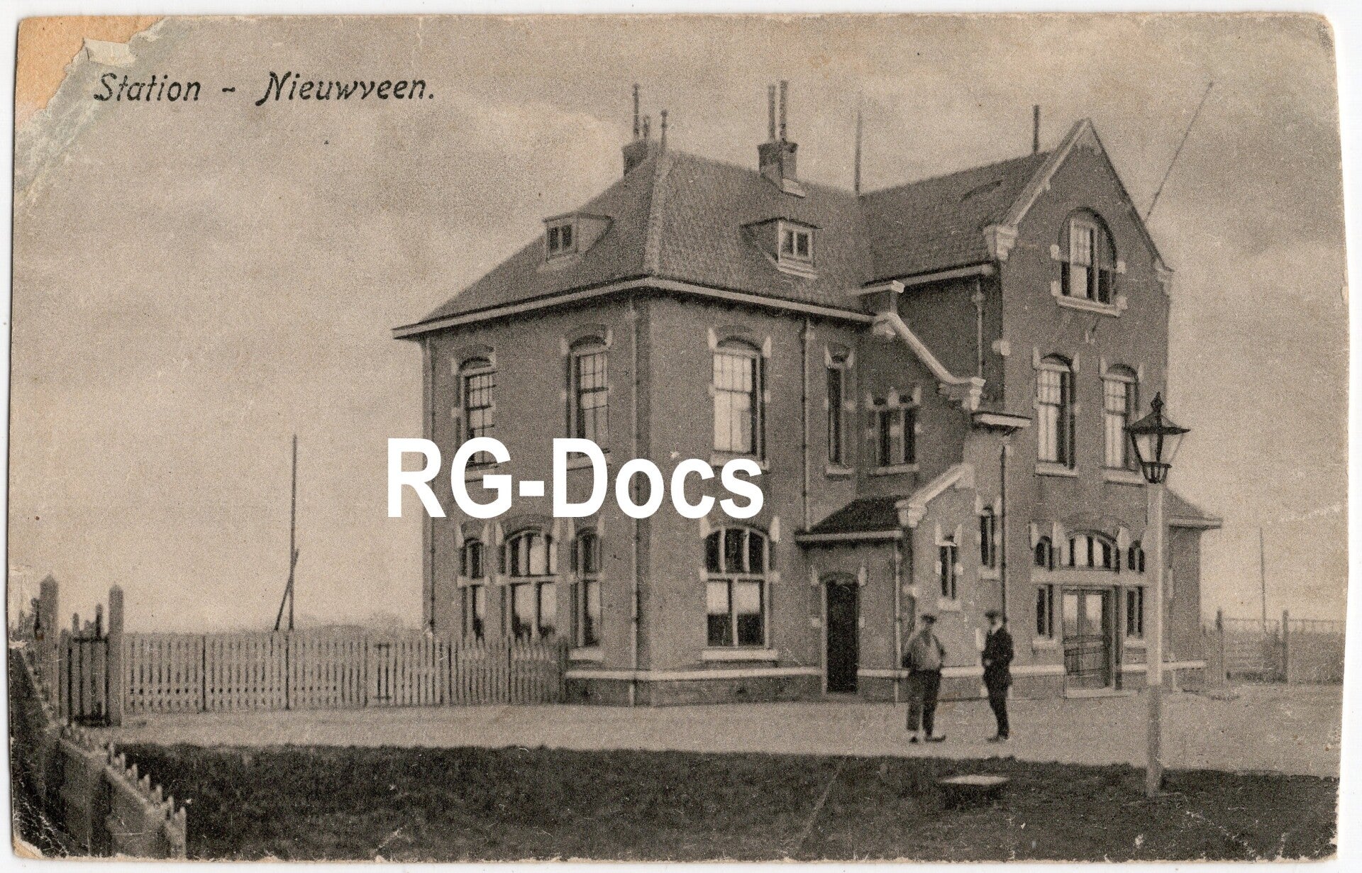 Ansichtkaart - Briefkaart Trein Station Nieuwveen, Zuid-Holland (ca. 1920)