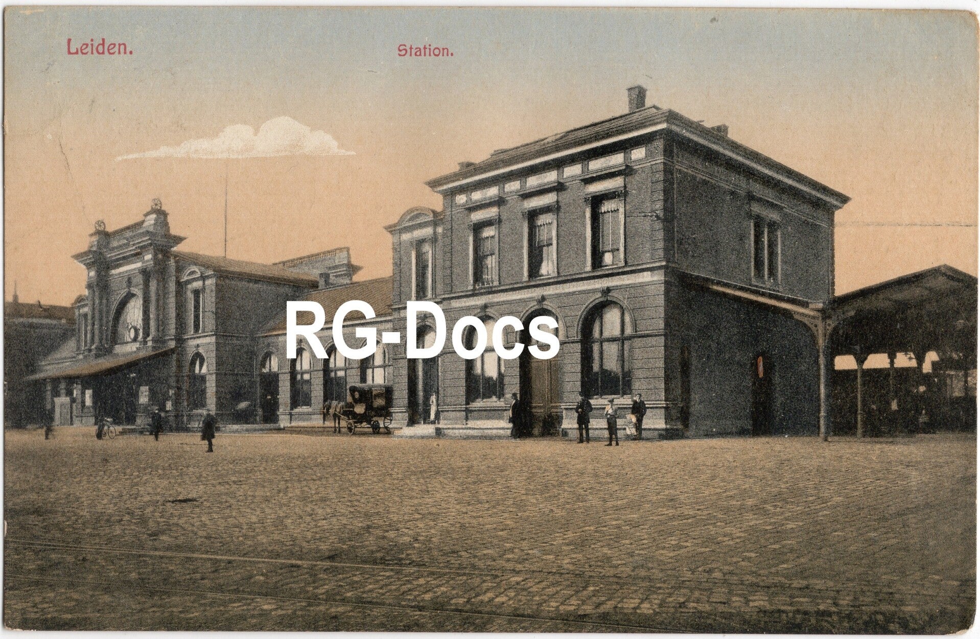 Ansichtkaart - Briefkaart Trein Station Leiden (1918)