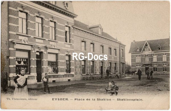 Ansichtkaart - Briefkaart Trein Stationsplein Eijsden, Limburg (1913)