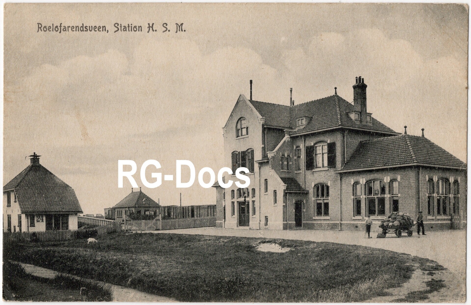 Ansichtkaart - Briefkaart Trein Station Roelofarendsveen, HIJSM, Zuid-Holland (1918)