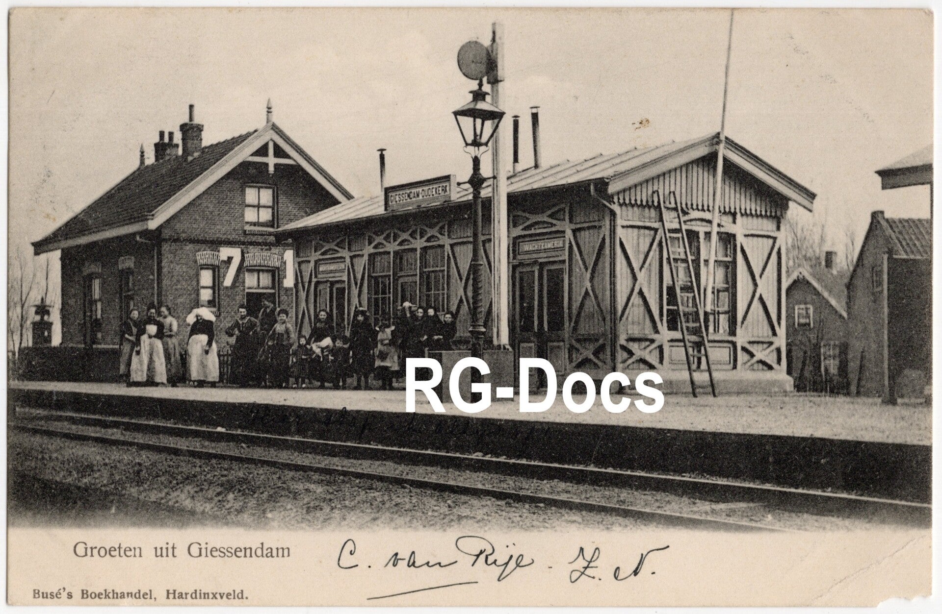 Ansichtkaart - Briefkaart Station Giessendam-Hardinxveld, Zuid-Holland (ca. 1910)