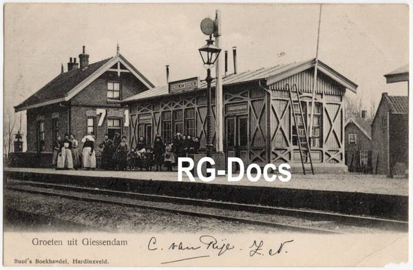Ansichtkaart - Briefkaart Station Giessendam-Hardinxveld, Zuid-Holland (ca. 1910)