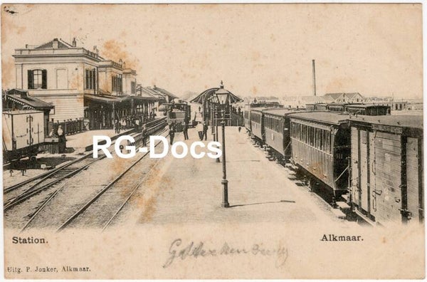 Ansichtkaart - Briefkaart Trein Station Alkmaar, Noord-Holland (1906)