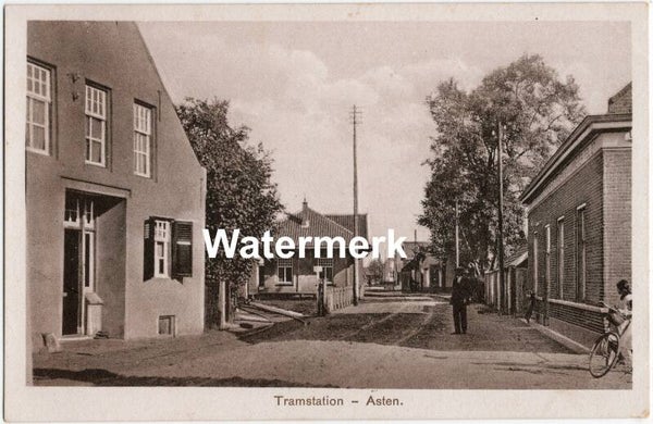 Ansichtkaart - Briefkaart Tramstation Asten, Noord-Brabant (ca. 1915)