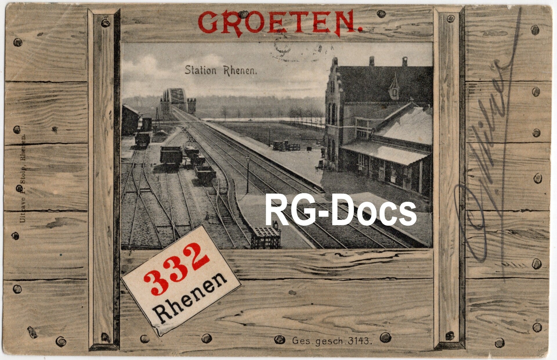 Ansichtkaart - Briefkaart Trein Station Rhenen (1910)