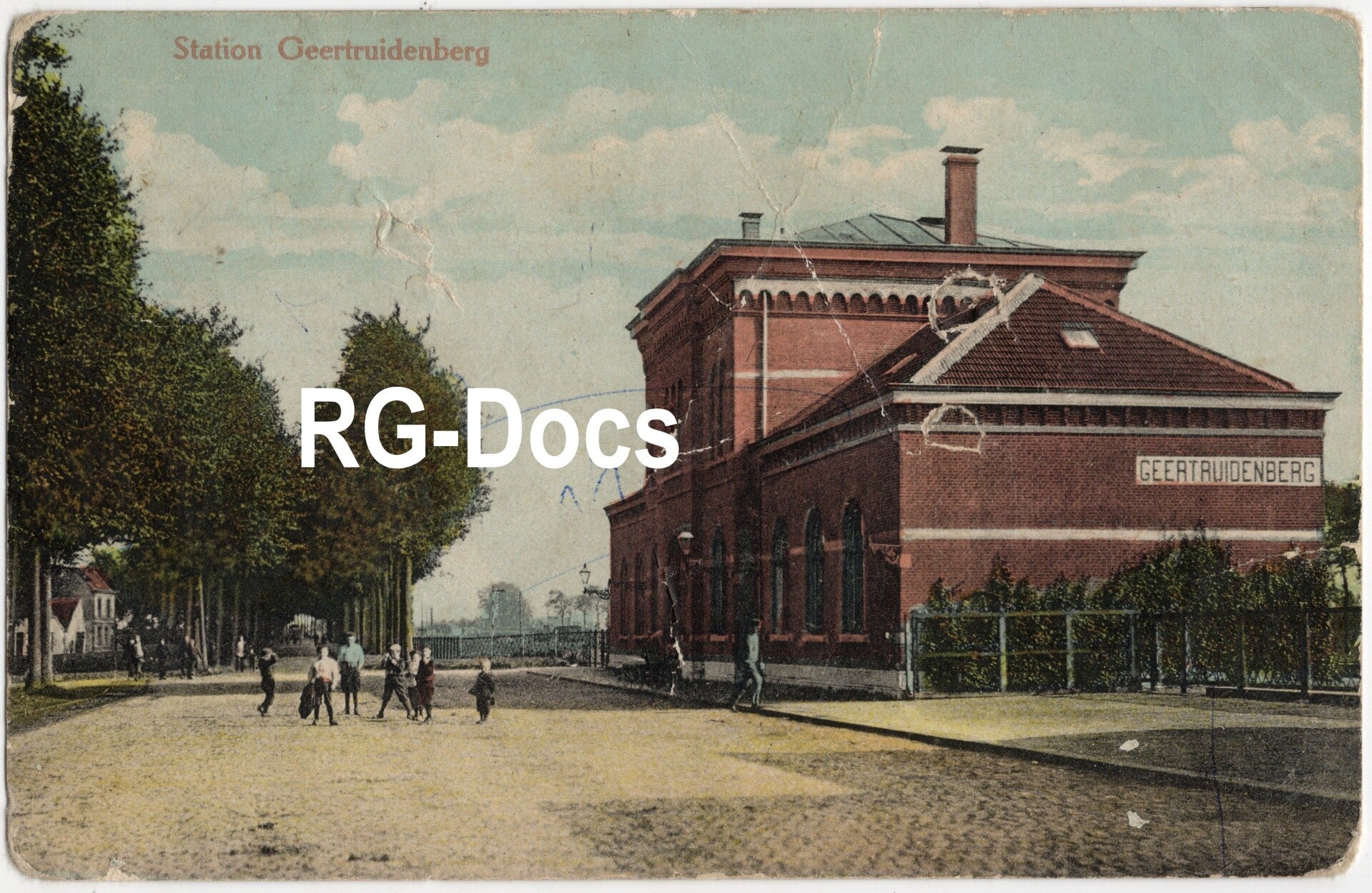 Ansichtkaart - Briefkaart Trein Station Geertruidenberg, Noord-Brabant (ca. 1912)
