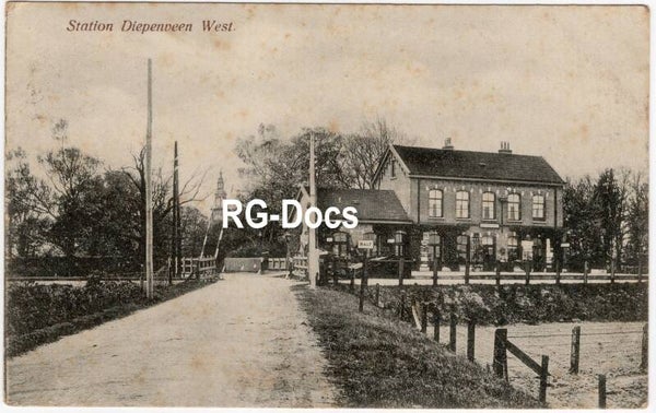 Ansichtkaart - Briefkaart Trein Station Diepenveen West, Overijssel (1922)