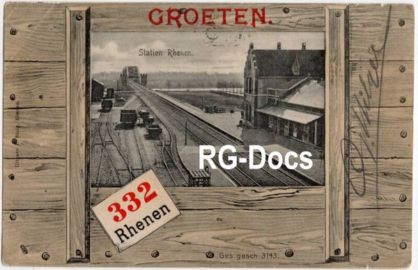 Ansichtkaart - Briefkaart Trein Station Rhenen (1910)