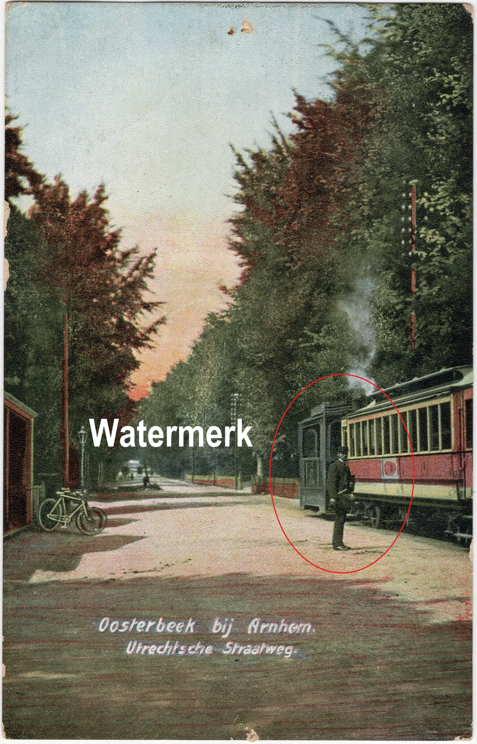 Ansichtkaart - Briefkaart Stoomtram Utrechtsche Straatweg Oosterbeek Tramhalte, Gelderland (1908)