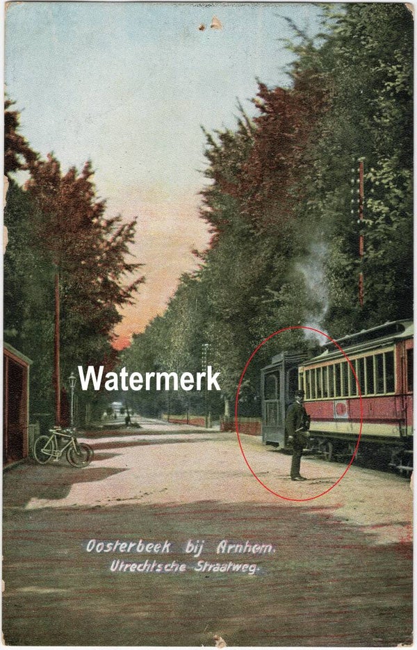 Ansichtkaart - Briefkaart Stoomtram Utrechtsche Straatweg Oosterbeek Tramhalte, Gelderland (1908)