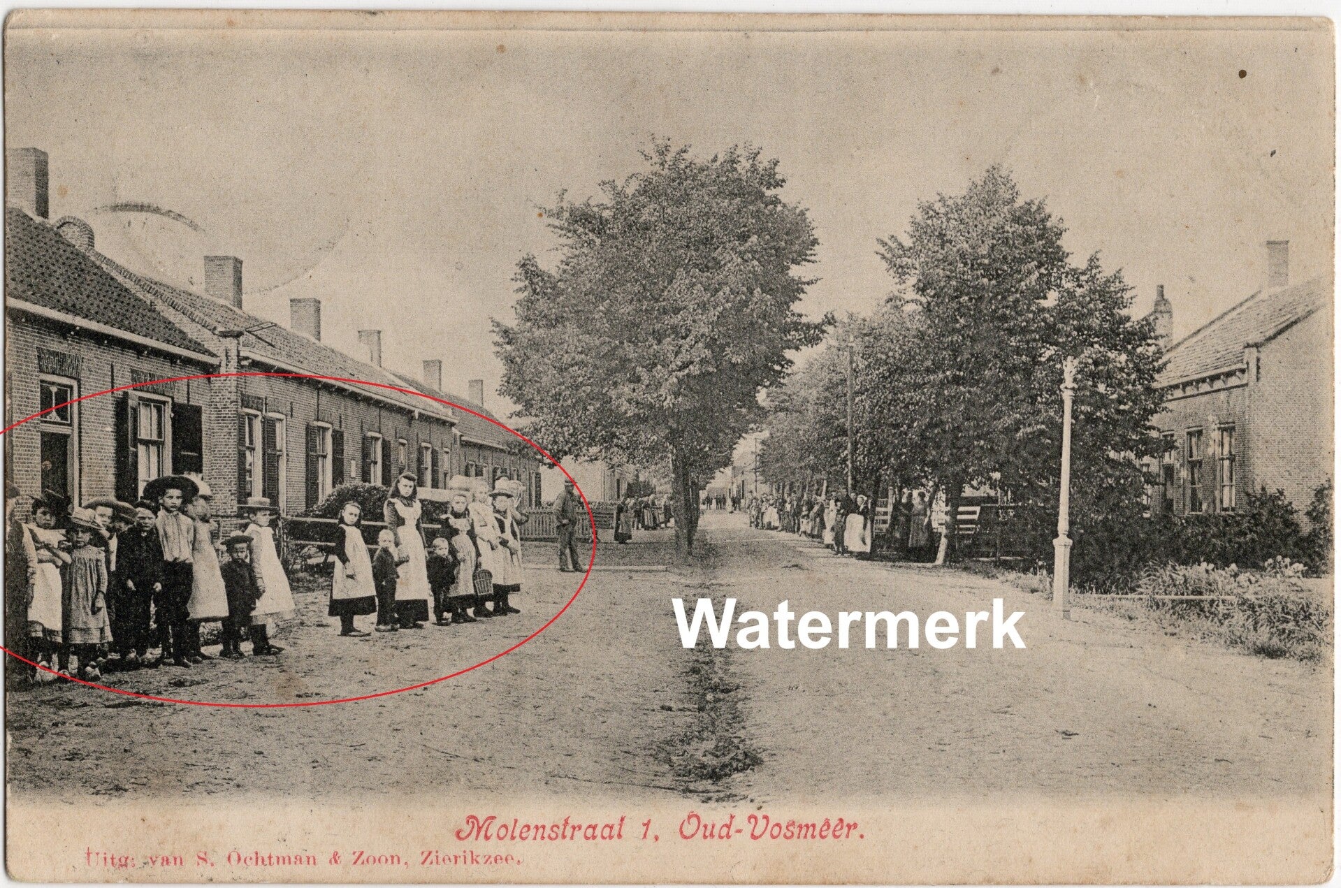 Ansichtkaart - Briefkaart Straatbeeld Oud-Vossemeer - Molenstraat, Zeeland (1905)