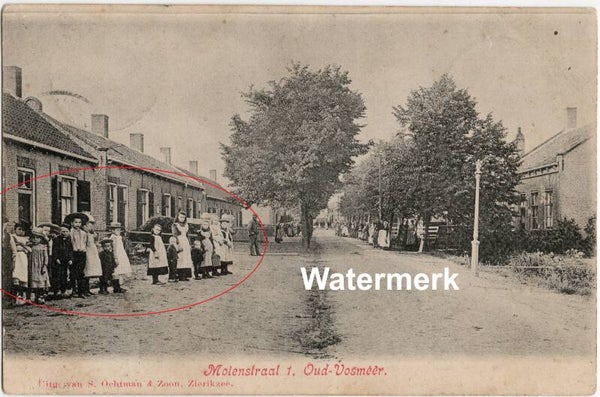 Ansichtkaart - Briefkaart Straatbeeld Oud-Vossemeer - Molenstraat, Zeeland (1905)