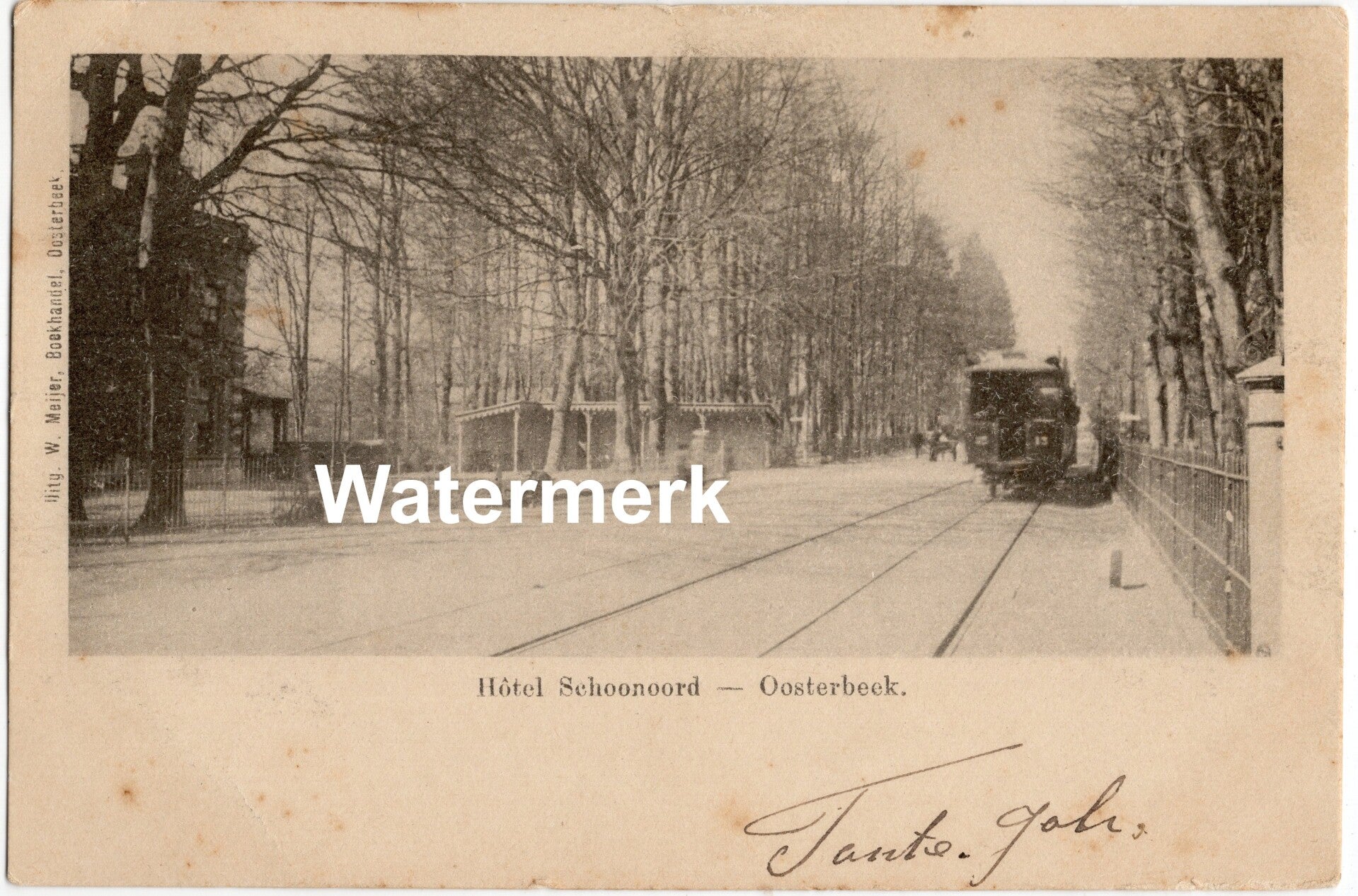 Ansichtkaart - Briefkaart Hôtel Schoonoord Oosterbeek Tram Tramlijn en Bomenlaan, Gelderland (1911)