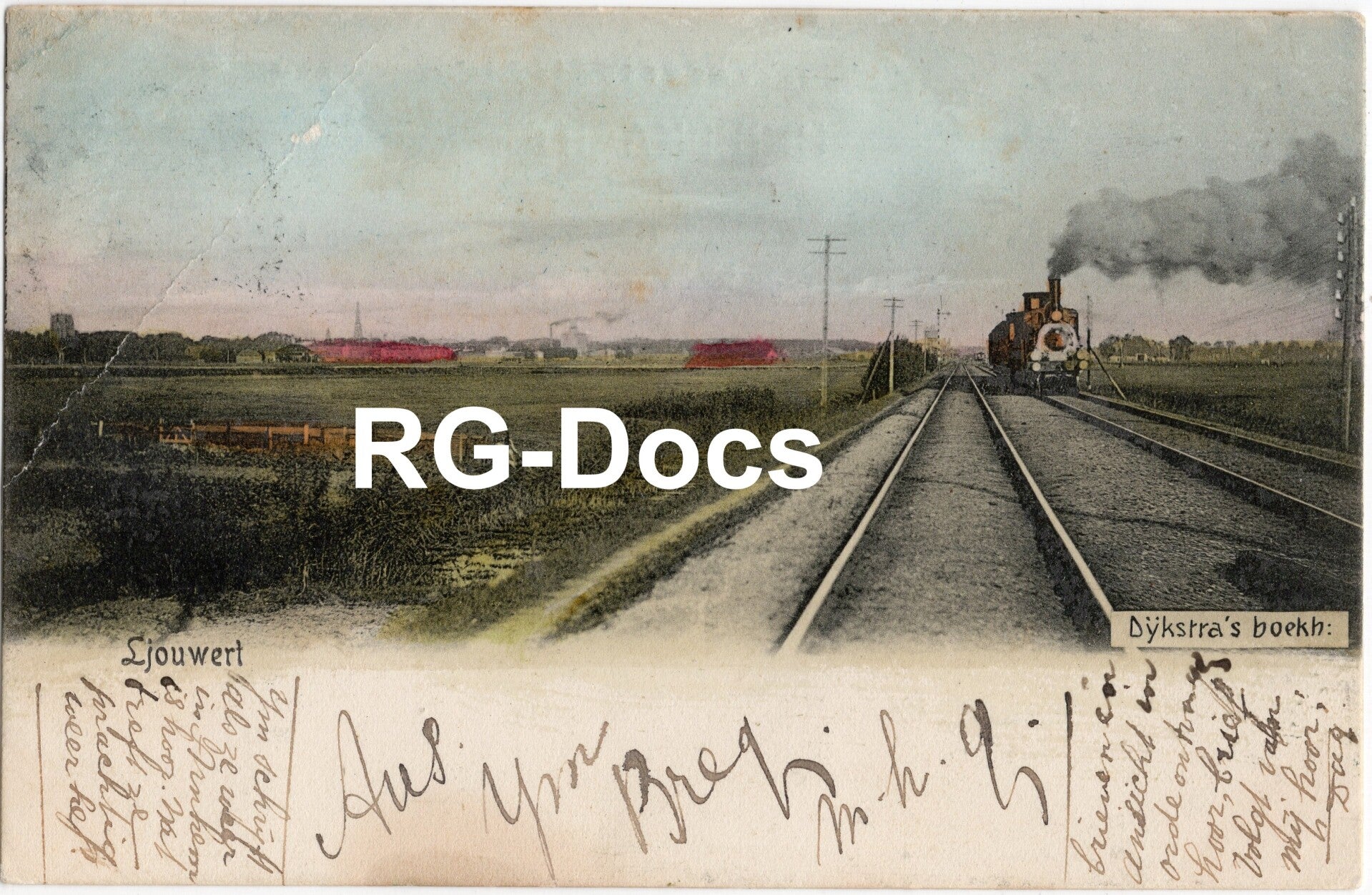 Ansichtkaart - Briefkaart Trein Leeuwarden, Stoomlocomotief, Friesland (1906)