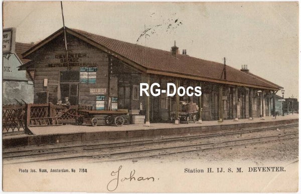 Ansichtkaart - Briefkaart Trein Station Deventer - Station H. IJ. S. M., Overijssel (1904)