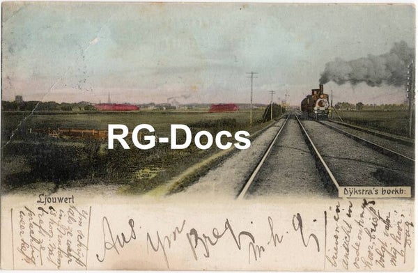 Ansichtkaart - Briefkaart Trein Leeuwarden, Stoomlocomotief, Friesland (1906)