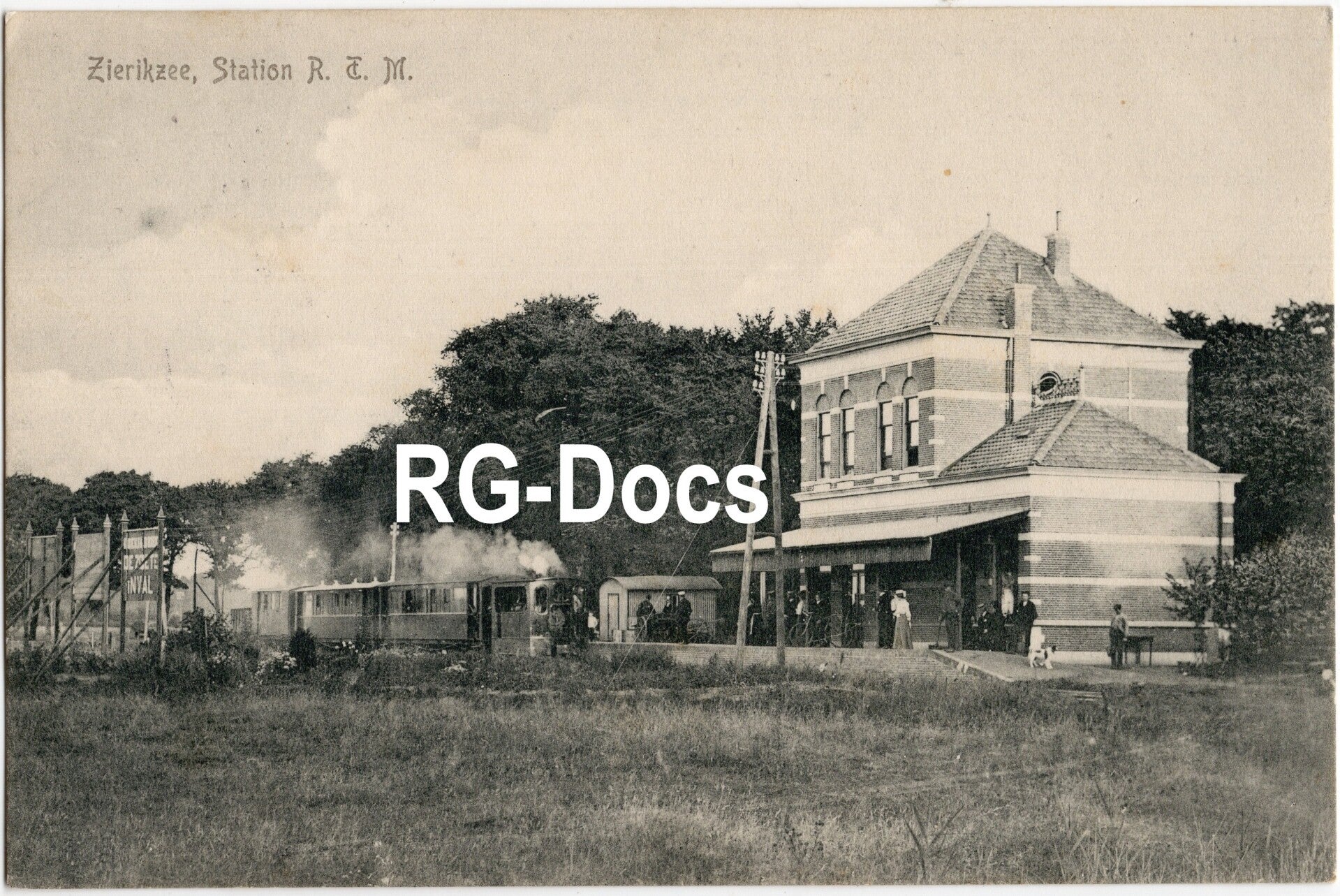 Ansichtkaart - Briefkaart Station R.T.M. Zierikzee, Met stoomtrein, Zeeland (1911)