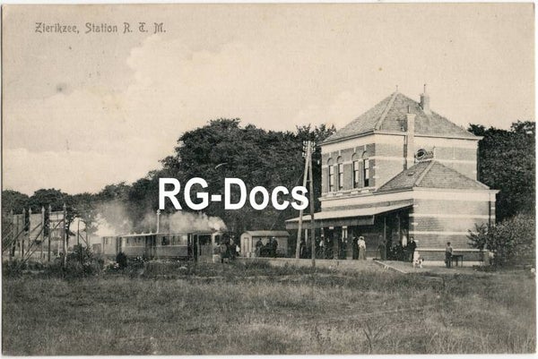 Ansichtkaart - Briefkaart Station R.T.M. Zierikzee, Met stoomtrein, Zeeland (1911)