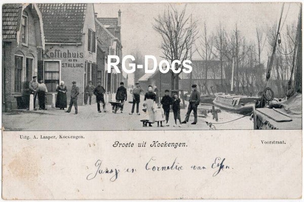 Ansichtkaart - Briefkaart Dorpsgezicht Kockengen - Voorstraat met Koffiehuis, Utrecht (1906)
