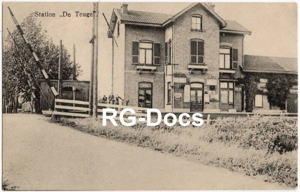 Ansichtkaart - Briefkaart Trein Station De Teuge - Spoorwegovergang De Teuge, Gelderland (ca. 1910)