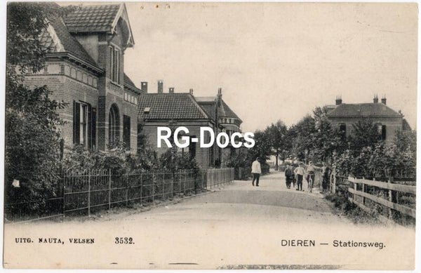 Ansichtkaart - Briefkaart Trein Stationsweg Dieren, Gelderland (ca. 1915)