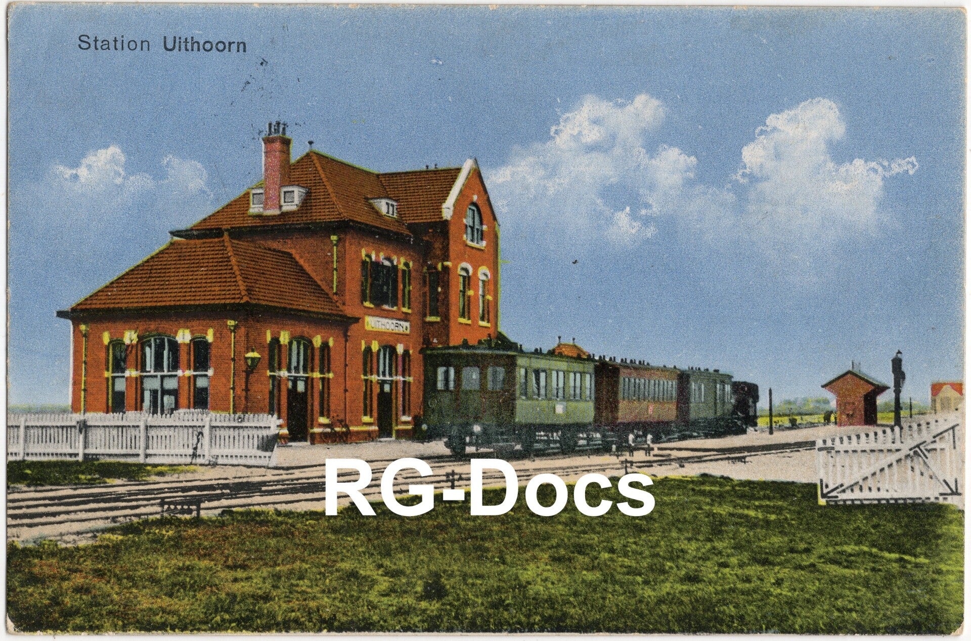 Ansichtkaart - Briefkaart Trein Station Uithoorn - Spoorwegstation met trein, Noord-Holland (1918)