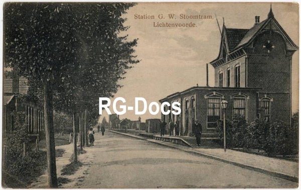 Ansichtkaart - Briefkaart Station G. W. Stoomtram Lichtenvoorde - Stationsgebouw, Gelderland (1916)