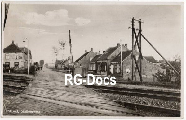 Ansichtkaart - Fotokaart Trein Spoorwegovergang Rilland, Zeeland (1938)