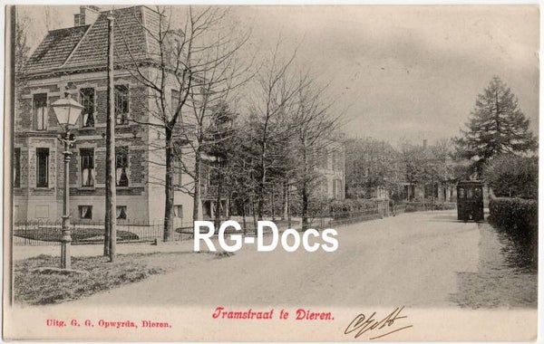 Ansichtkaart - Briefkaart Tramstraat Dieren - Met tram, Gelderland (1903)