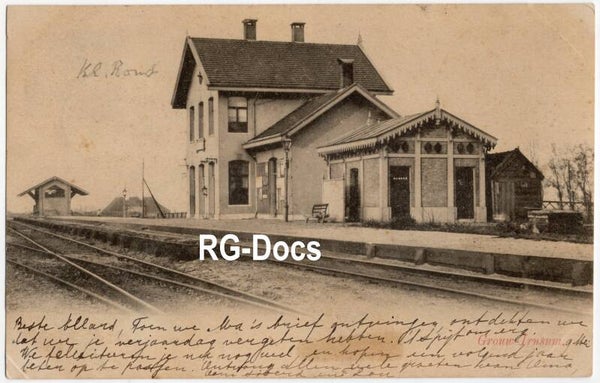 Ansichtkaart - Briefkaart Trein Station Grou Jirnsum, Friesland (1903)