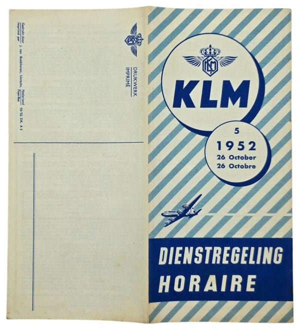 Flyer – KLM Dienstregeling / Horaire nr. 5 (1952)
